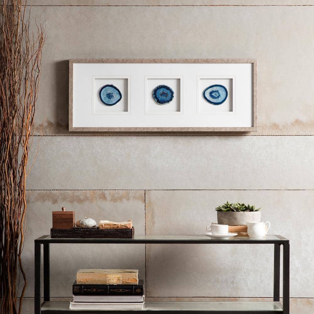 Blue Agate Trio Framed Wall Decor with Glass