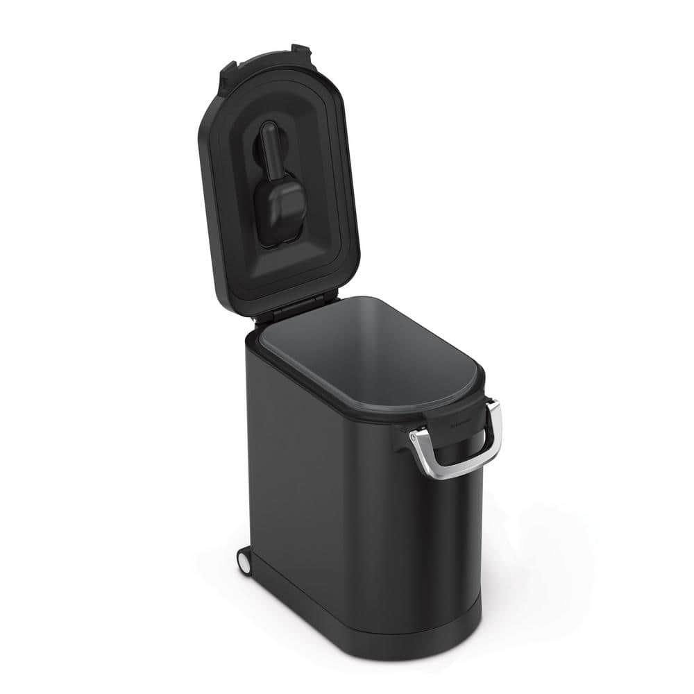 Medium Black Airtight Stainless Steel Pet Food Storage Container