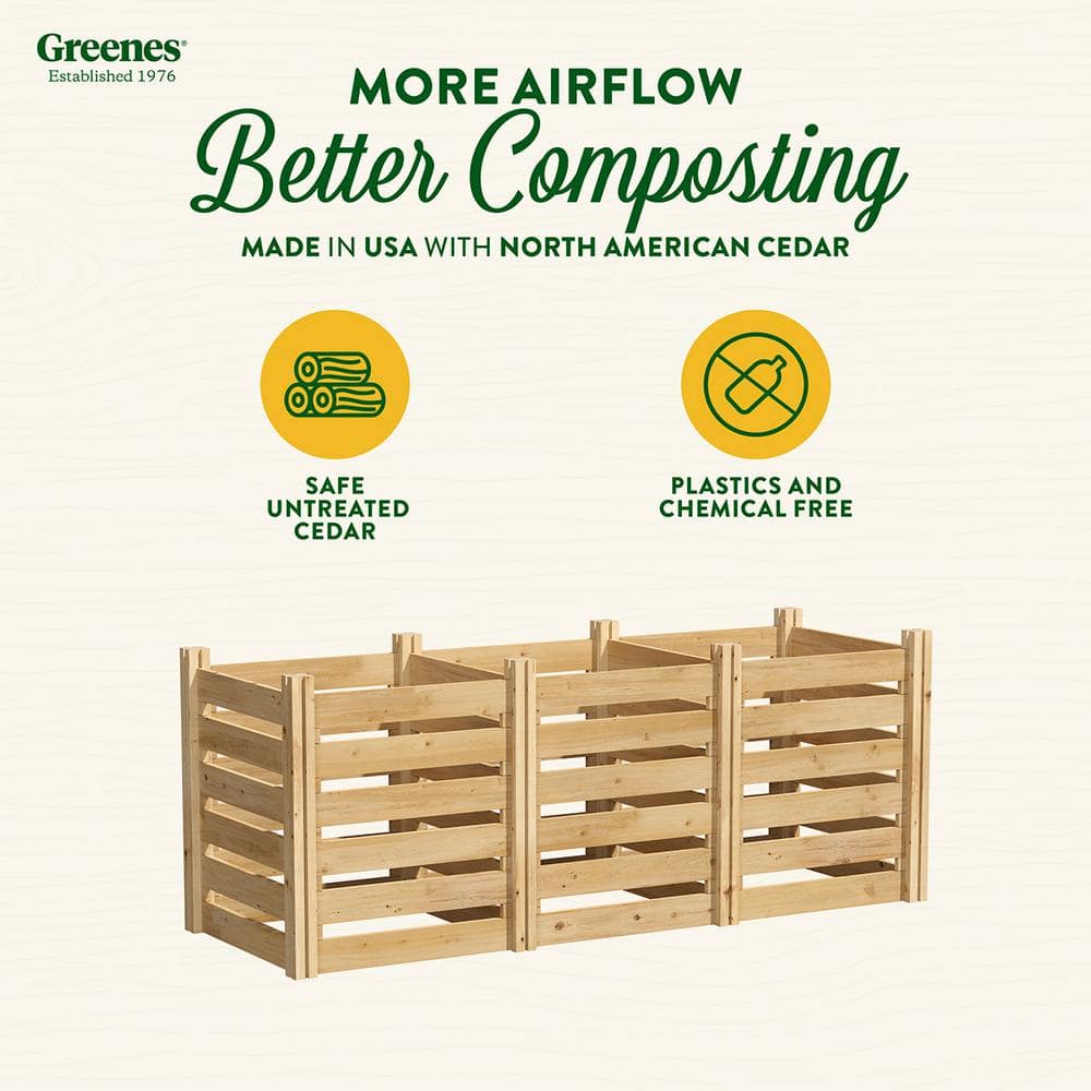 Large Cedar Wood Outdoor Stationary Composter