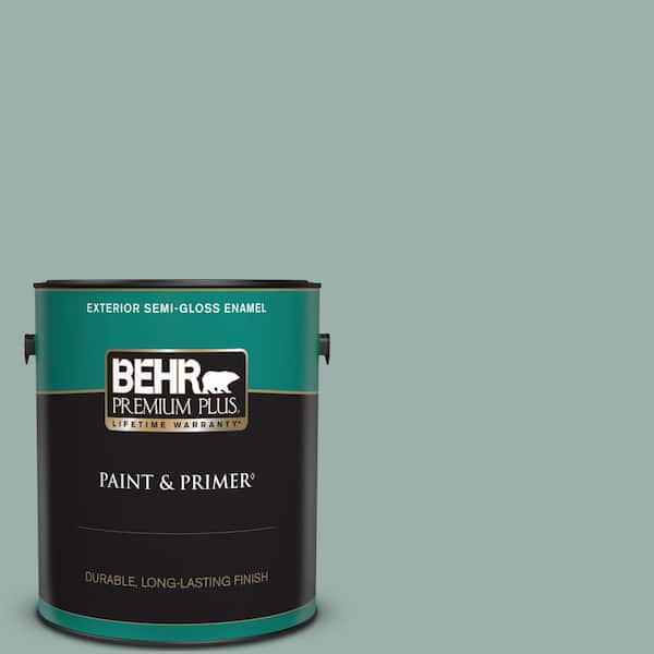 BEHR PREMIUM PLUS 1 gal. #490F-4 Gray Morning Semi-Gloss Enamel Exterior Paint & Primer