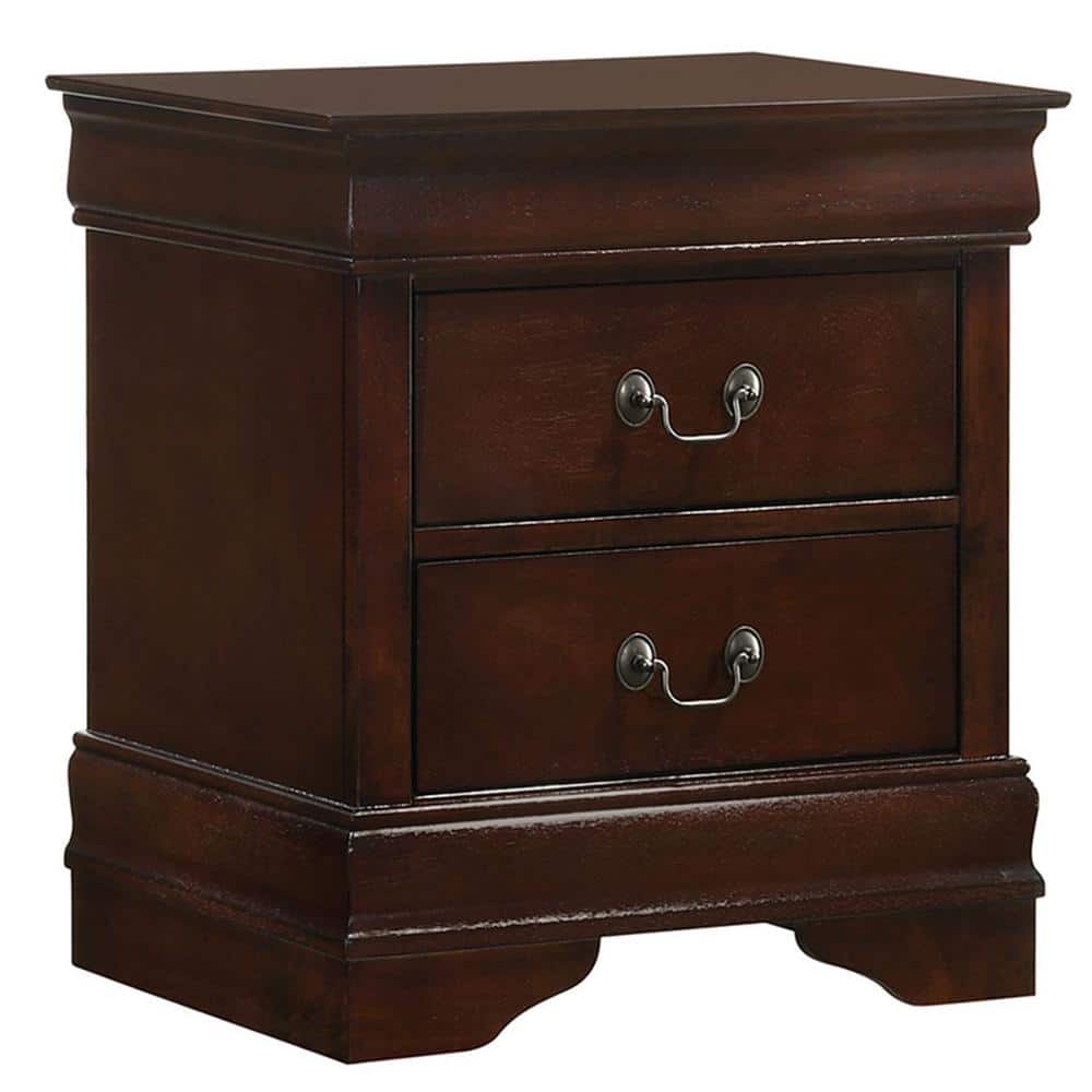 Ellington Transitional Cherry 2-Drawer Nightstand in Sleek Black