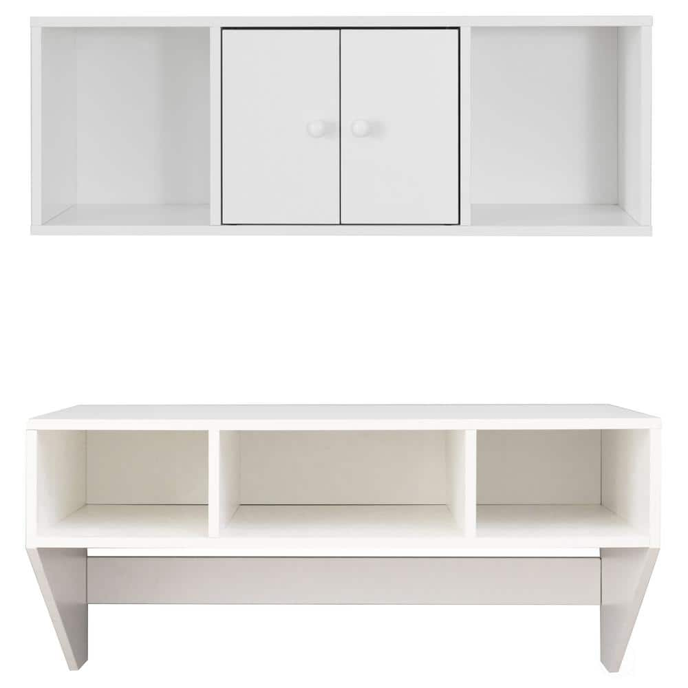 Wall Mounted Desk With Storage Shelves Home Computer Table Floating - Bed  Bath & Beyond - 32561365