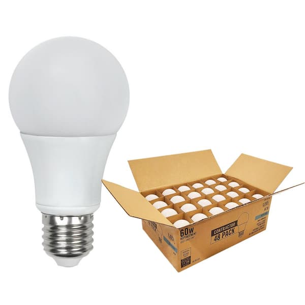 EcoSmart 60-Watt Equivalent A19 Non Dimmable CEC Title 20 Contractor Pro Pack LED Light Bulb Daylight 5000K (48-Pack)