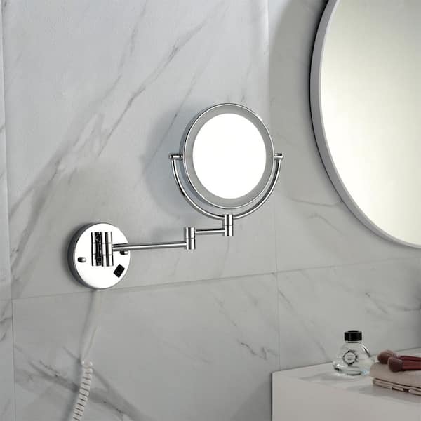 17 in. W x 8 in. H Round Stainless Steel Framed LED Wall Mounted Bathroom Vanity Mirror in Chrome