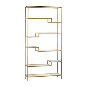 74 in. Gold Metal 10-shelf Accent Bookcase with Open Back