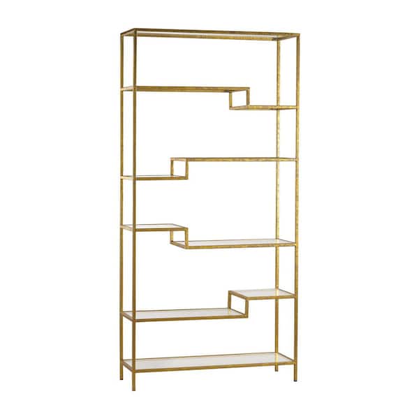Titan Lighting 74 in. Gold Metal 10-shelf Accent Bookcase with Open Back