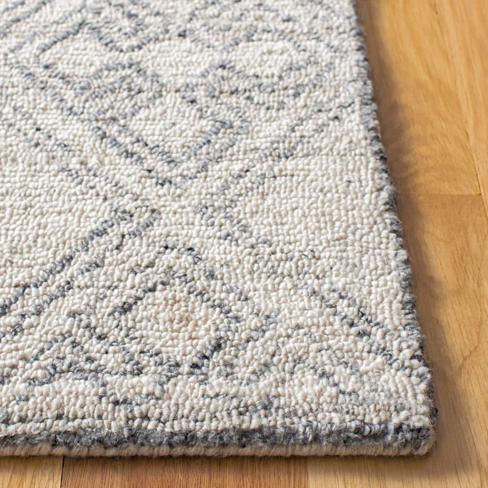 Handmade Abstract Gray Wool & Synthetic Tufted Rug - 24x3 in