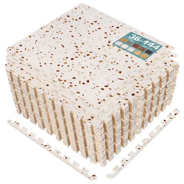 Terrazzo 24 in. W x 24 in. L x 0.38 in. Thick Foam Interlocking Gym Floor -Tiles (36-Tiles/Pack) (144 sq. ft.)