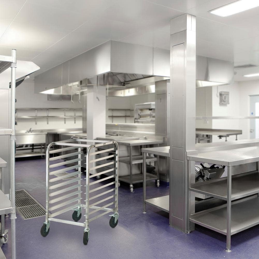 10-Tier Aluminum Commercial Bakery Rack with Wheels