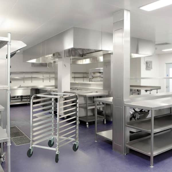 Bun Pan Rack 10-Tier Commercial Bakery Racks with Brake Wheels 26 in. L x 20.3 in. W x 39 in. H Bread Baking Equipment