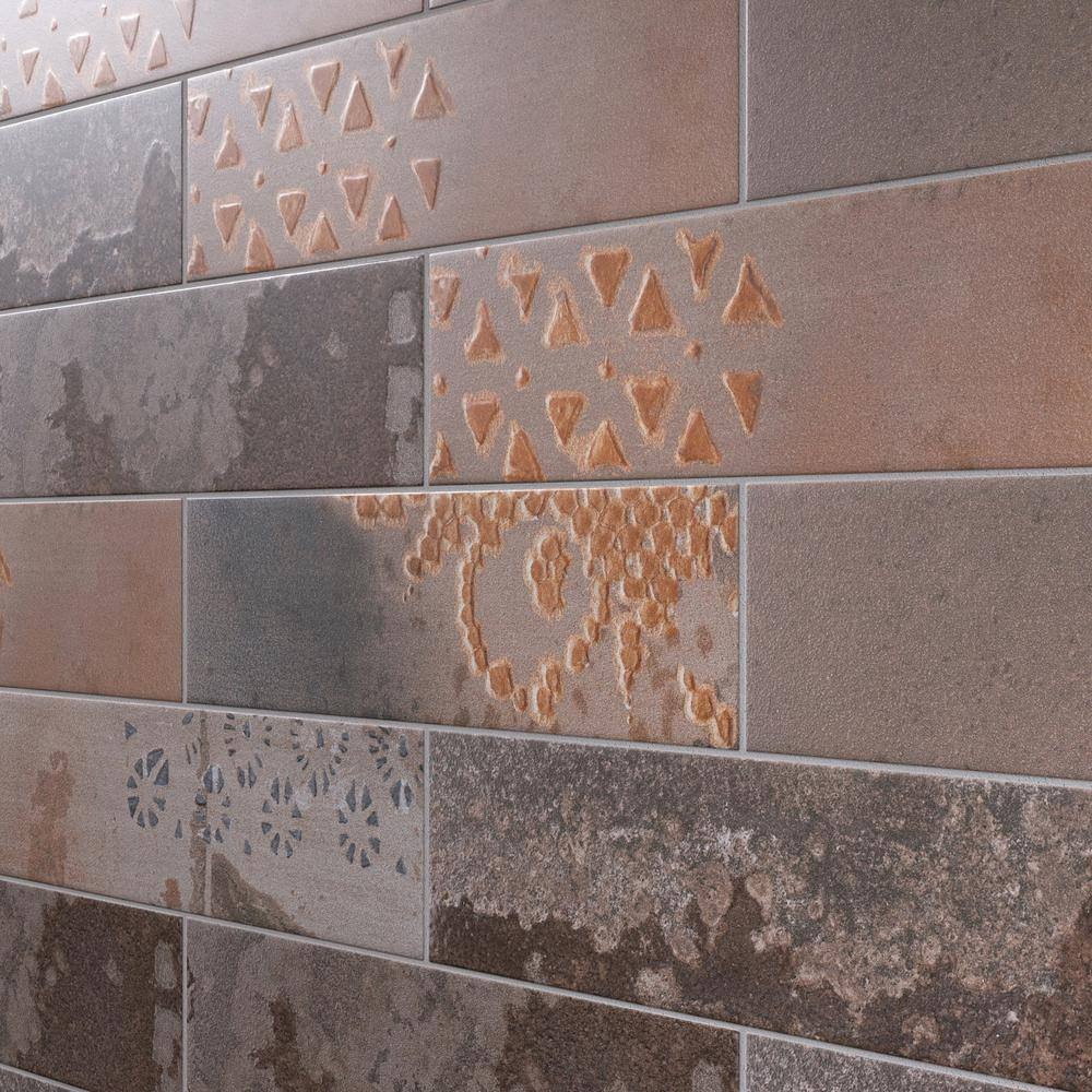 Mud Brown and Yellow Matte Porcelain Subway Tile
