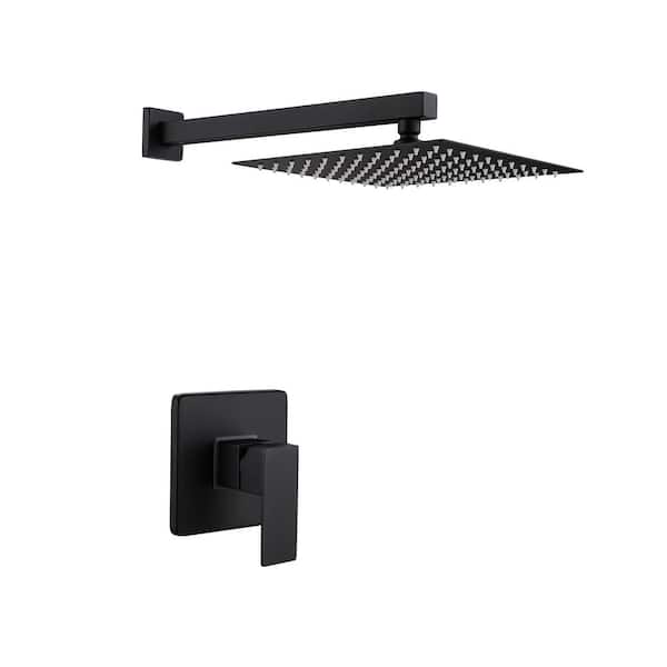 Unbranded Single Handle 1-Spray 10 in. Shower Faucet 1.5 GPM with High Pressure in Matte Black (Valve Included)