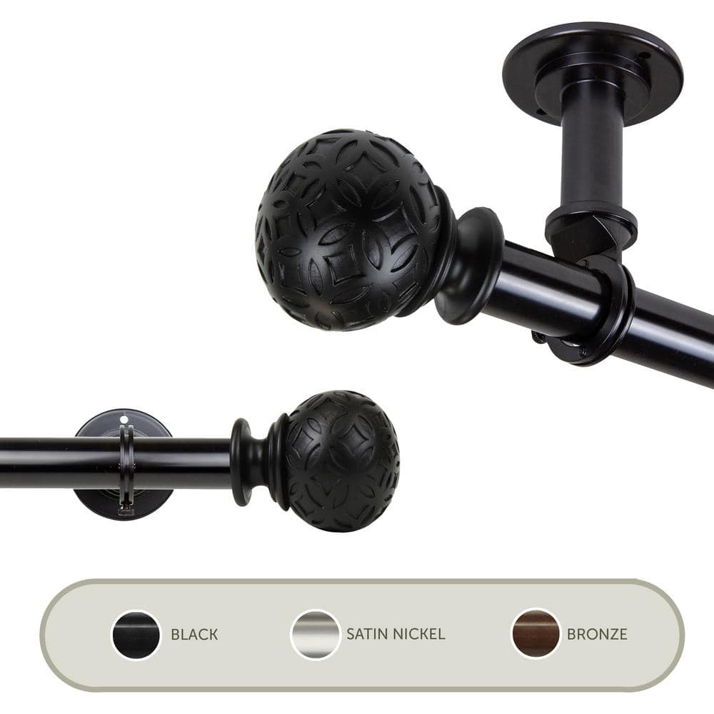 Odelia Ceiling 66 in. - 120 in., 1 in. Dia Single Curtain Rod/ Room Divider in Black price history on PriceWatchPro