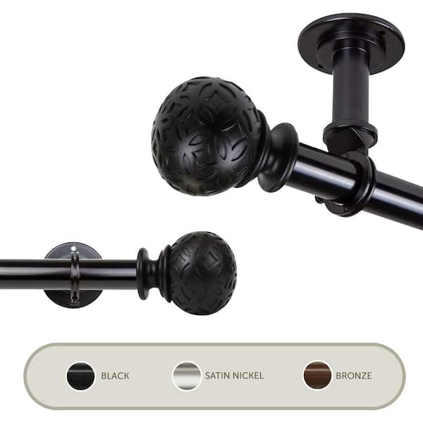 Rod Desyne Odelia Ceiling 120 in. - 170 in., 1 in. Dia Single Curtain Rod/ Room Divider in Black
