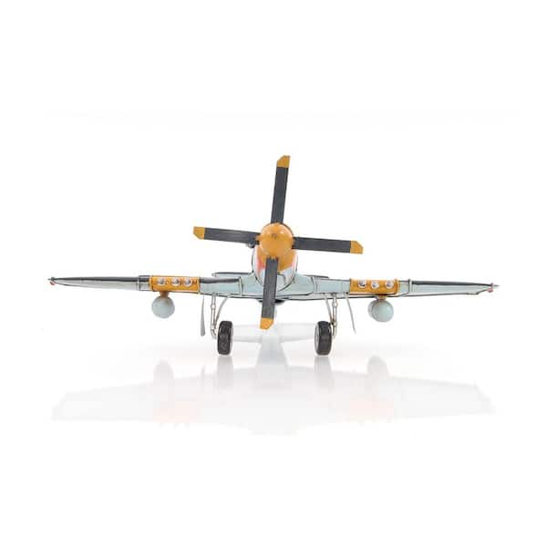 HomeRoots Metal Hand Painted Airplane Model Sculpture