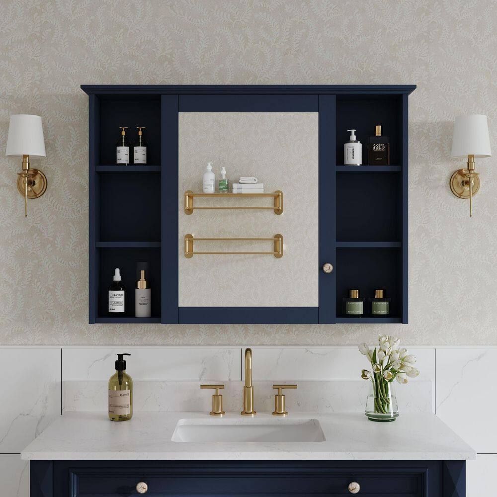 42 in. W x 30 in. H Rectangular Blue Wood Surface Mount Medicine Cabinet with Mirror, 2-Sided Mirror, Blum Soft Close price history on PriceWatchPro