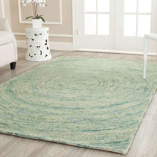 Ikat Ivory/Blue 8 ft. x 10 ft. Solid Area Rug