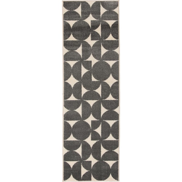 LOOMAKNOTI Tecopa Sevella Gray 2 ft. x 6 ft. 7 in. Geometric Polypropylene Indoor/Outdoor Area Rug