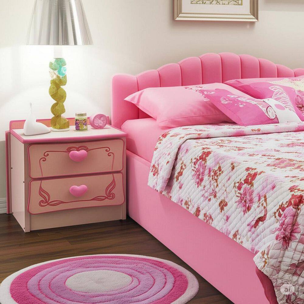 Pink 2 Drawer 19.5 in. W Nightstand with Sturdy Drawer Pulls