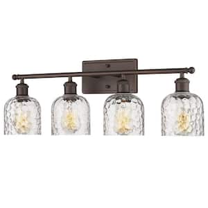 27.3 in. 4-Light Oil Rubbed Bronze Vanity Light with Hammered Glass Shade