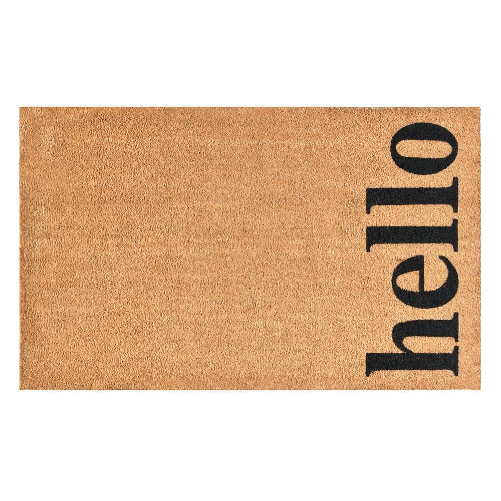 vertical hello doormat  natural/black  24  x 48