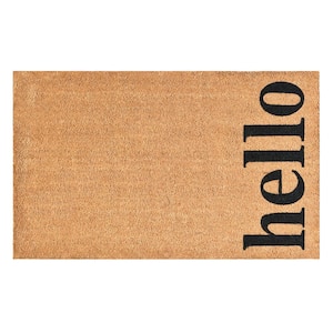 Vertical Hello Doormat, Natural/Black, 24" x 48"