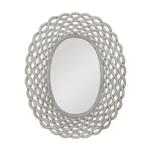 Calabrese 35.5 in. X 28 in. Modern Oval Framed Distressed Grey Accent Mirror