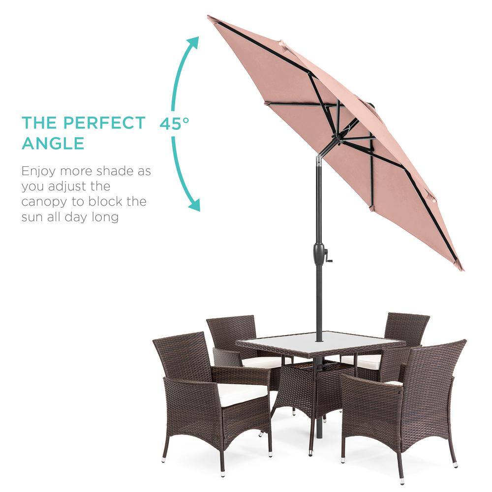 7.5ft Rose Quartz Polyester Outdoor Market Patio Umbrella with Steel Pole