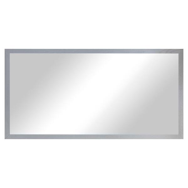 2 in Grey Frame (30 in. W x 55 in. H) Oak Hardwood Rectangle Wall Mirror
