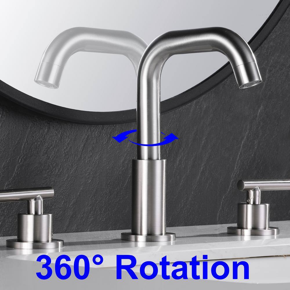 Brushed Nickel 8-Inch Widespread Bathroom Faucet with Lever Handles