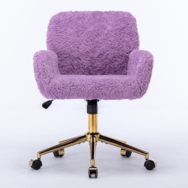 Violet Velvet Gaming Chair with Artificial Alpaca Wool, 40° Reclining Chassis, 320mm Gold Metal Base, Adjustable Swivel