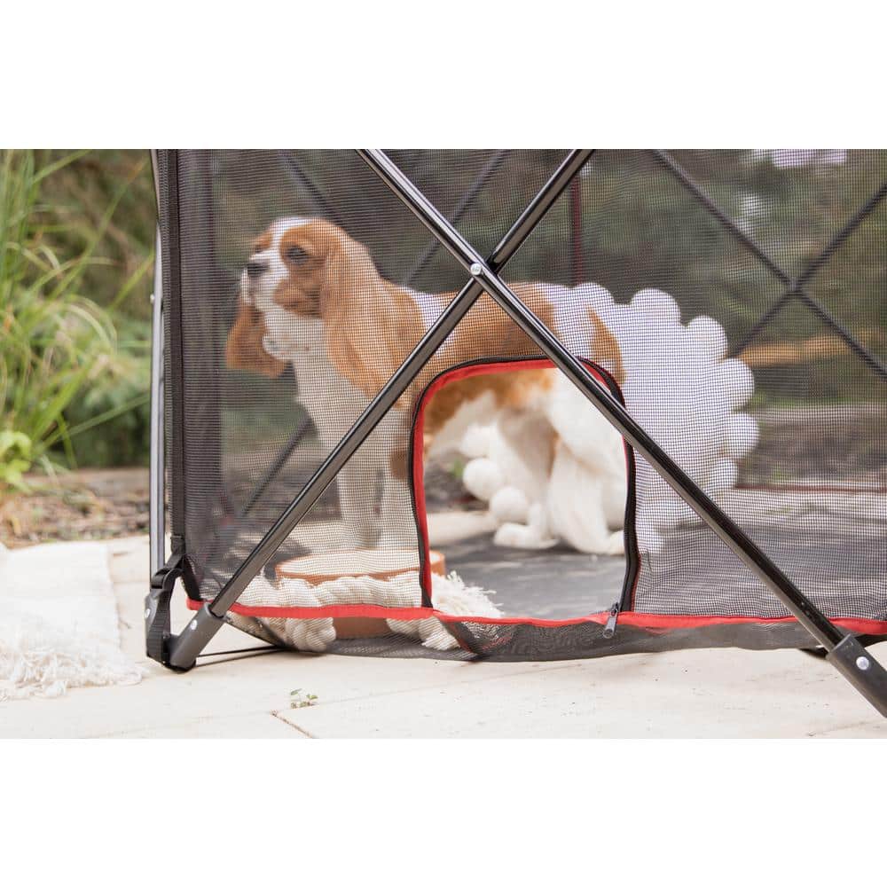 Carlson Red Six Panel Portable Pet Play Yard with Mesh