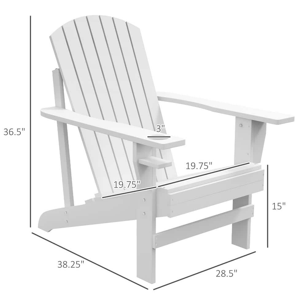 White Fir Wood Adirondack Chair with Cupholder