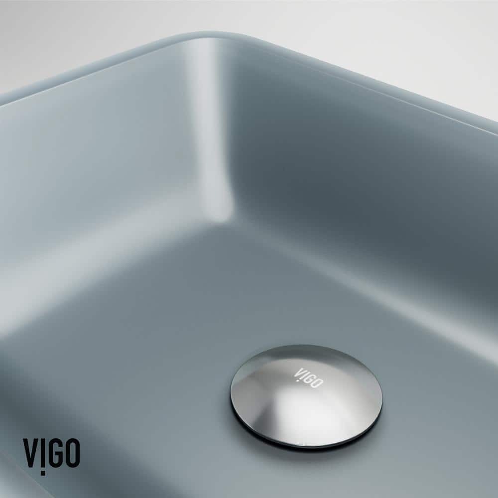 Sottile Blue Glass Rectangular Vessel Sink with Brushed Nickel Faucet