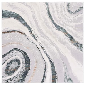 Alenia Gray/Ivory 7 ft. x 7 ft. Agate 2-Toned Square Area Rug
