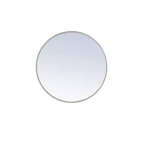 Medium Round Silver Modern Mirror (32 in. H x 32 in. W)