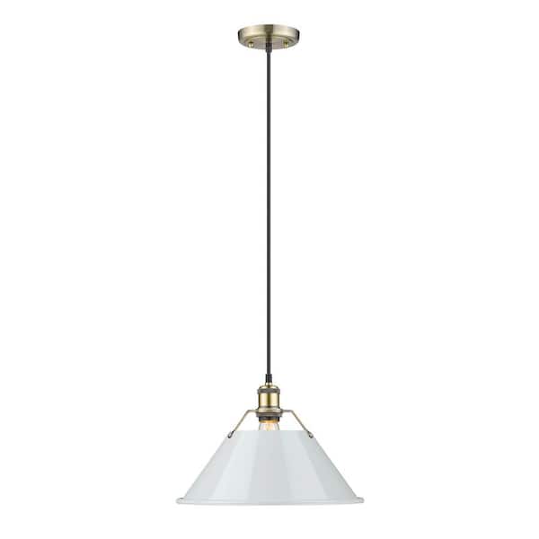 Golden Lighting Orwell 100-Watt 1-Light Aged Brass and Dusky Blue Pendant Light