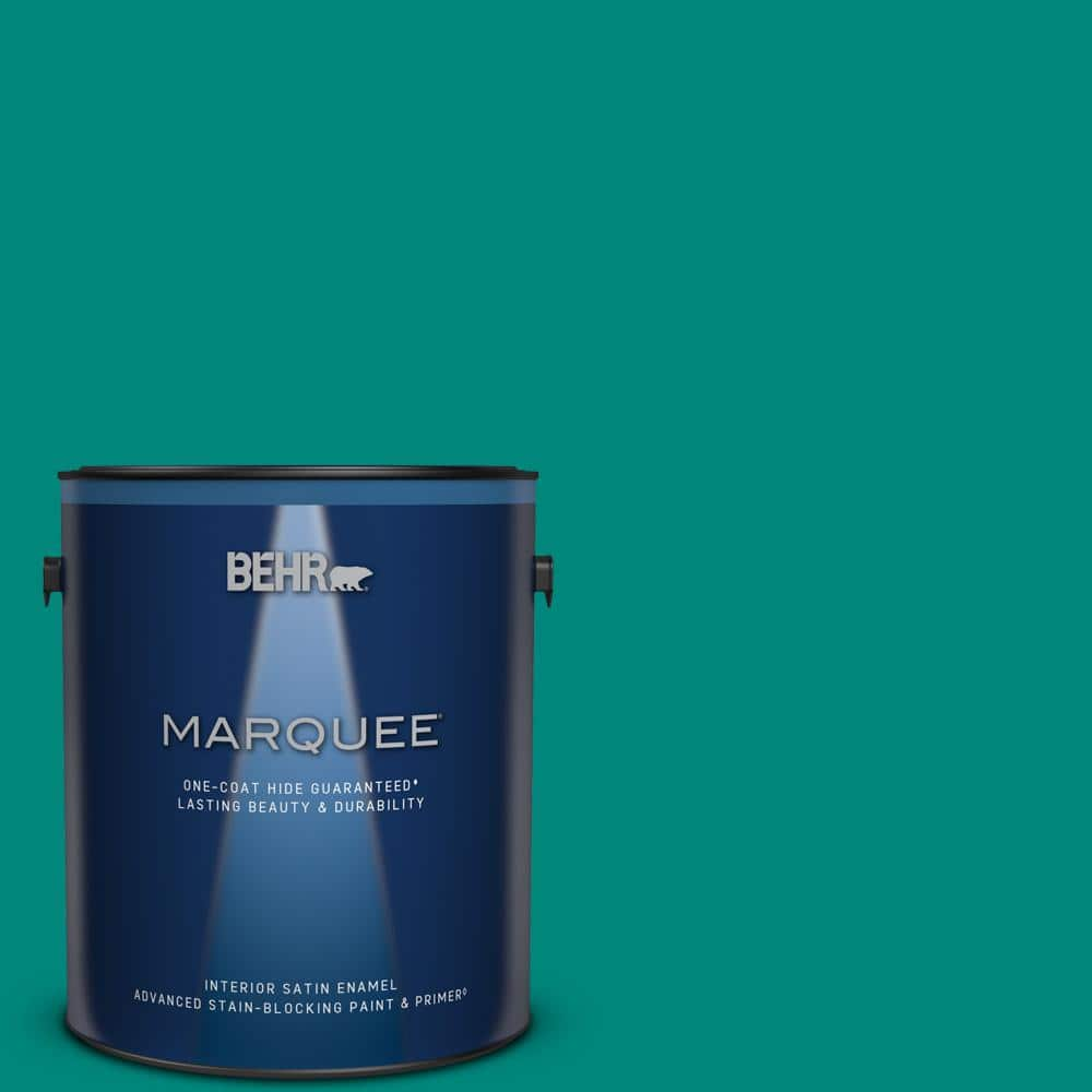 BEHR MARQUEE 1 gal. #MQ4-21 Caicos Turquoise One-Coat Hide Satin Enamel Interior Paint & Primer