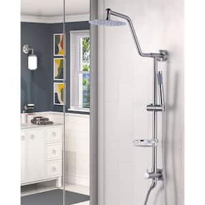 1-Spray Multi-function Round Wall Bar Shower Kit with Fixed Shower Head and Hand Shower in Brushed Nickel
