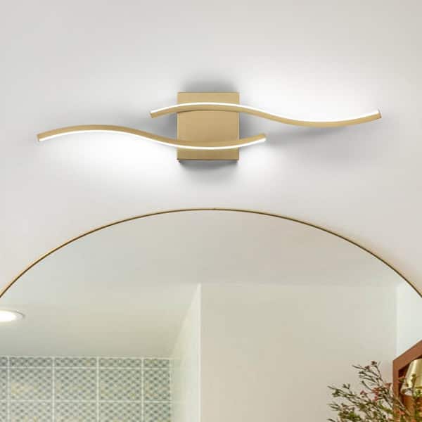 EDISLIVE Jerico 23.6 in. 2-Light 6000K Integrated LED Gold Modern Vanity Light with Spiral Design