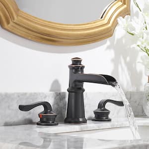 Classic Retro Style 8 in. Widespread Double Handle Bathroom Faucet with Drain Kit Included in Oil Rubbed Bronze