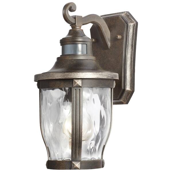 Home Decorators Collection McCarthy 1-Light Bronze with Gold Highlights Outdoor Motion Sensor Wall Lantern Sconce