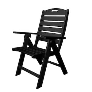 Nautical Highback Black Plastic Outdoor Patio Dining Chair