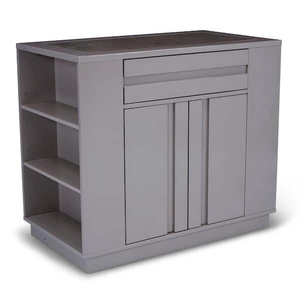 Homestyles Linear Gray Kitchen Island With Swirl Quartz Top 8001 93 The Home Depot