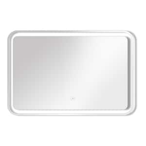 Gabriel 47.24 in. W x 27.56 in. H Frameless Square LED Light Bathroom Vanity Mirror in Silver
