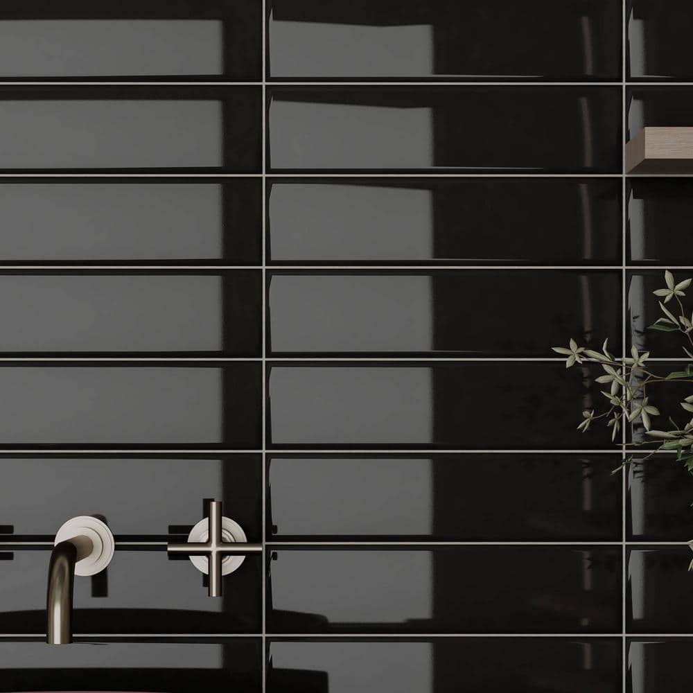 City 3 in. x 12 in. Black Gloss Glazed Ceramic Subway Wall Tile (5.328 sq. ft./case) price history on PriceWatchPro