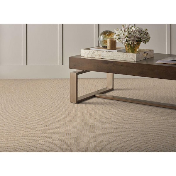 Upland Grid Sunshine Yellow 13.2 ft. 34 oz. Wool Pattern Installed Carpet