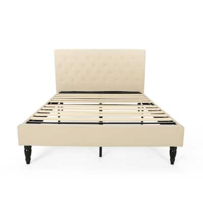 Atterbury Beige Queen Platform Bed Frame with Upholstery