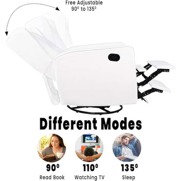 HOMESTOCK White, Microfiber Swivel Glider Recliner Rocker, Nursery