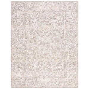 Abstract Ivory/Brown 8 ft. x 10 ft. Floral Medallion Area Rug